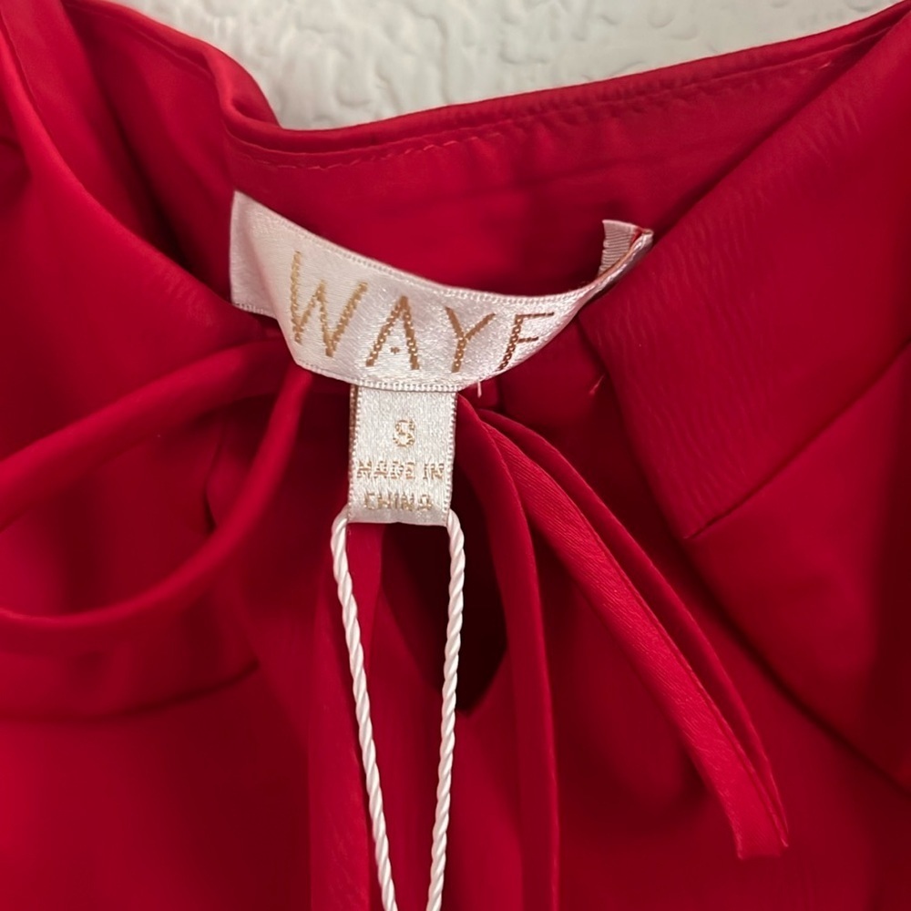 NWT WAYF Siren Cupped Satin Midi Dress In Red . Size S - Picture 8 of 14